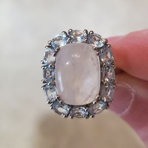 SS Moonstone & Swiss Blue Topaz Cocktail Ring